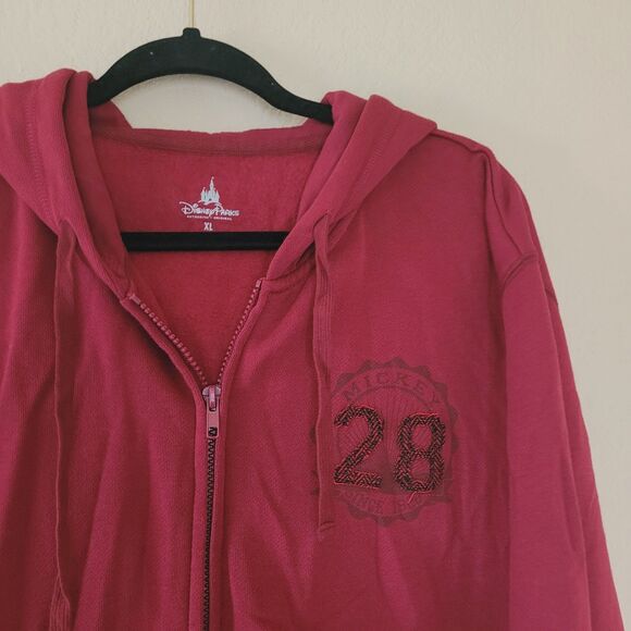 Disney Parks Disneyland Mickey Mouse Zip Hooded Sweatshirt Burgundy Mens Xlarge - Picture 5 of 8